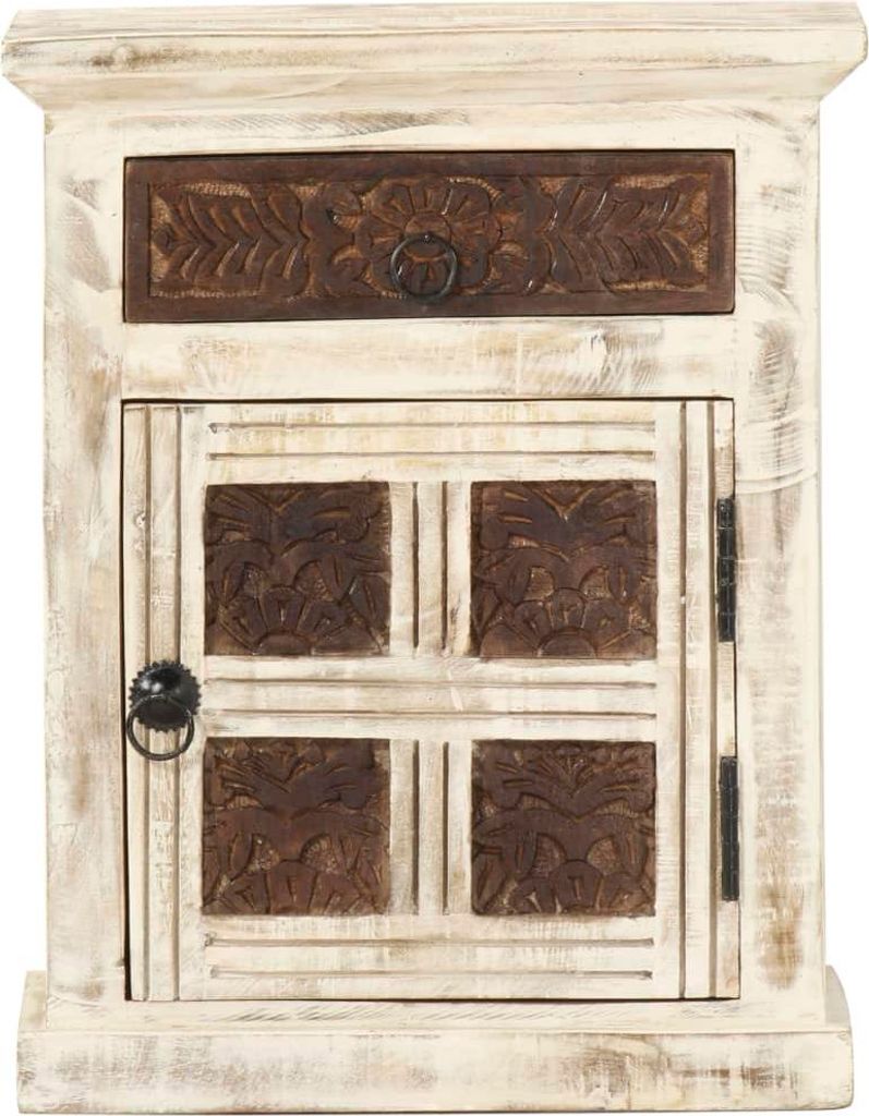 vidaXL Nachttisch Weiß 40×30×50 cm Mango Massivholz