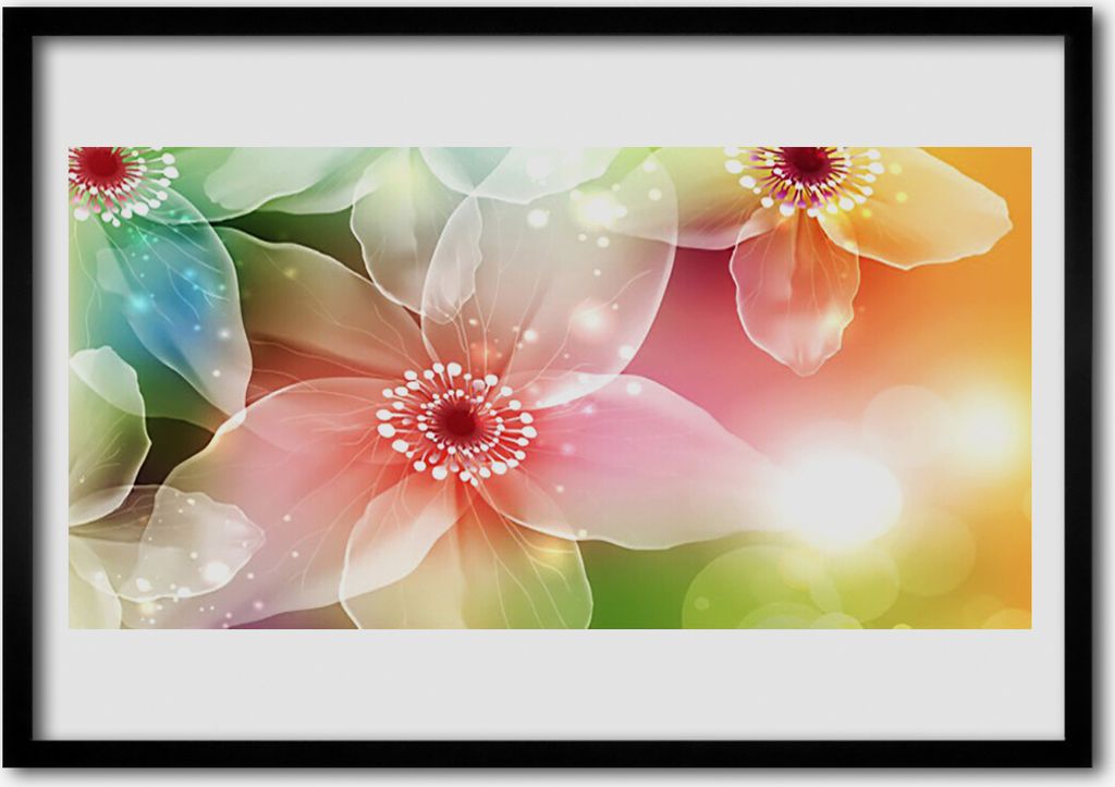 Bild 100x70 MDF-Rahmen Wandkunst Blume Pflanze Natur-Kunst