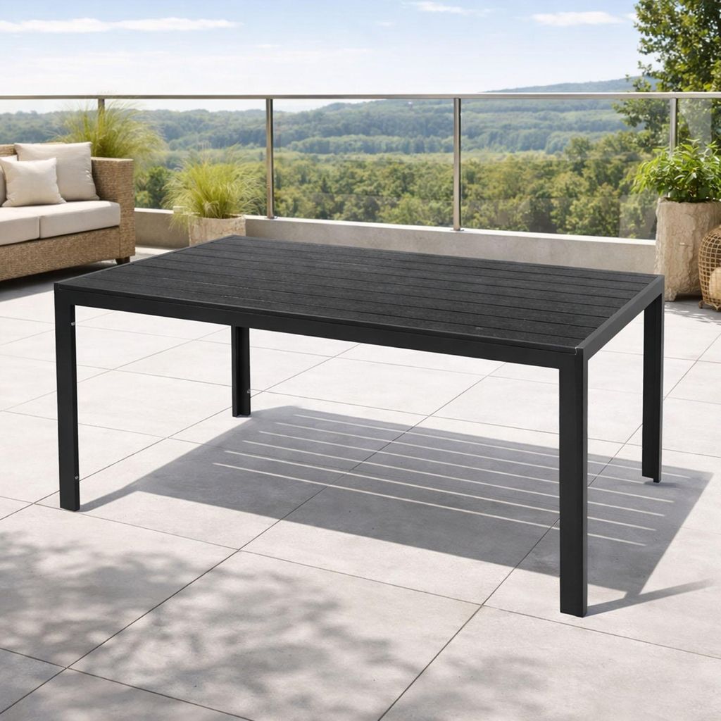 Gartentisch Aluminium Holzimitat Tischplatte Gartenmöbel Esstisch L150xB90xH74cm