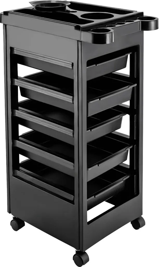 Meuble de rangement de salon pour coiffure avec étagères et 5 tiroirs