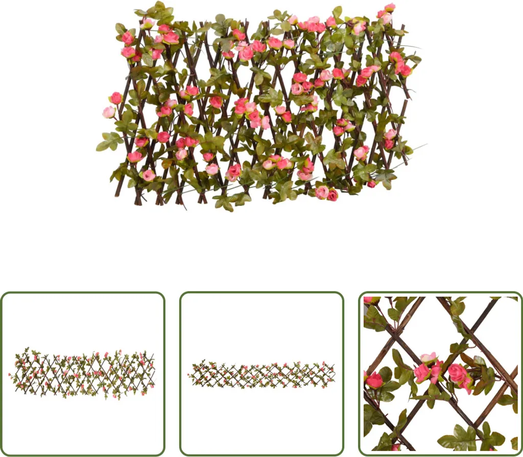 Lierre Artificiel sur Treillis Extensible Rose Foncé pour Décoration
