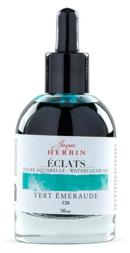 Encre de calligraphie Eclats vert émeraude flacon de 50 ml intense