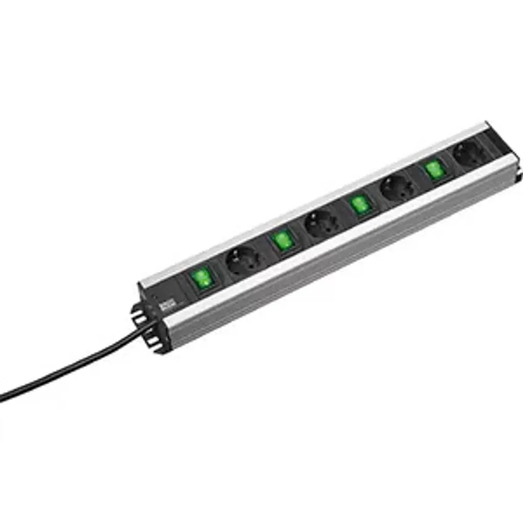 Bachmann 300.049 Innenraum 4AC outlet(s) 2m Schwarz - Silber Verlängerungskabel (300.049)