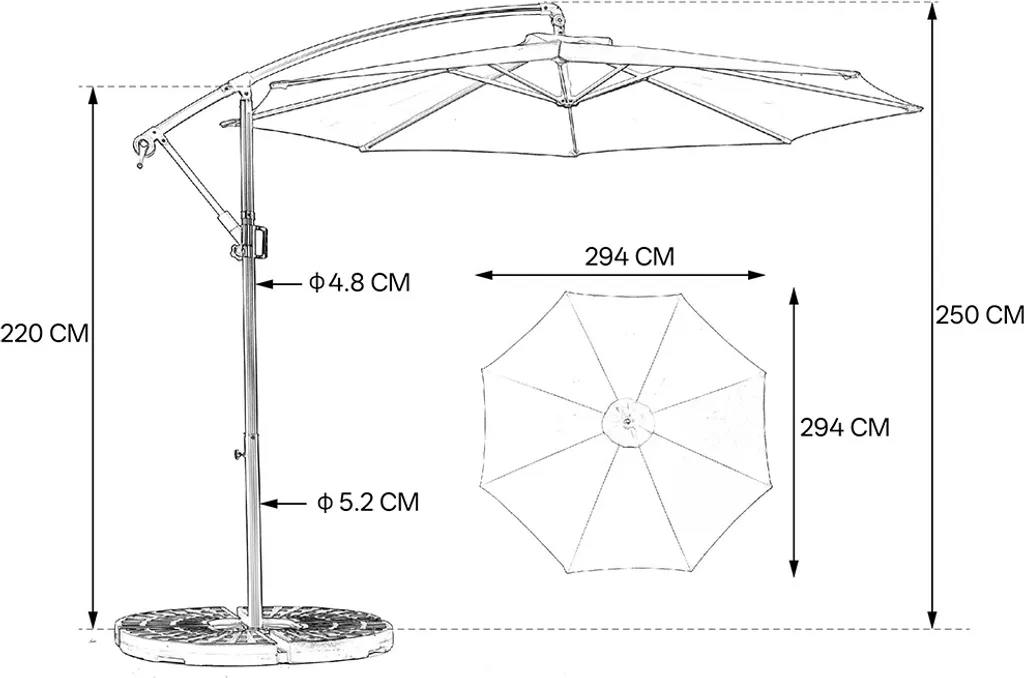 Sweiko Parasol Double Face Rectangle Kaki avec Manivelle pour Jardin
