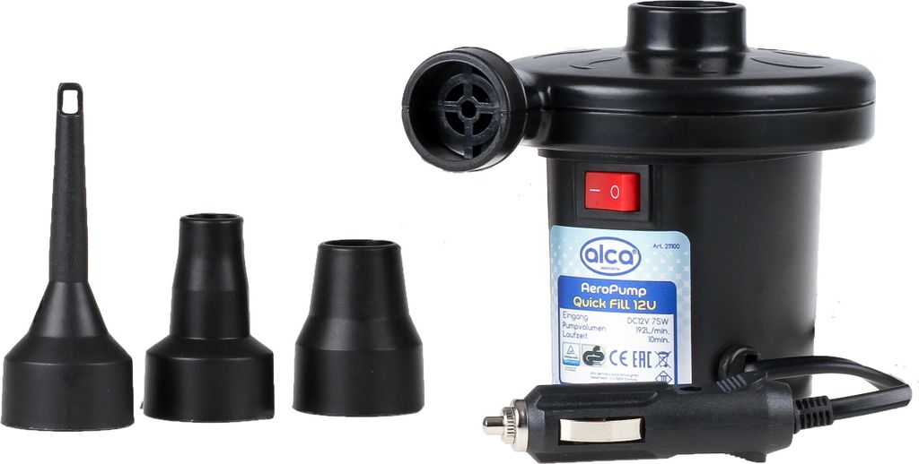 alca Luftpumpe Camping 12 V elektrische tragbare Schnellfüllpumpe für Luftbett Luftmatratze Schwimmring Zelt Planschbecken