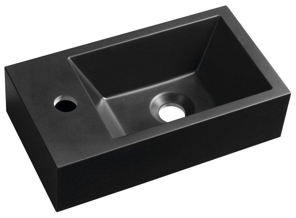 Sapho AMAROK Gussmarmor-Waschtisch 40x22cm, links, schwarz matt