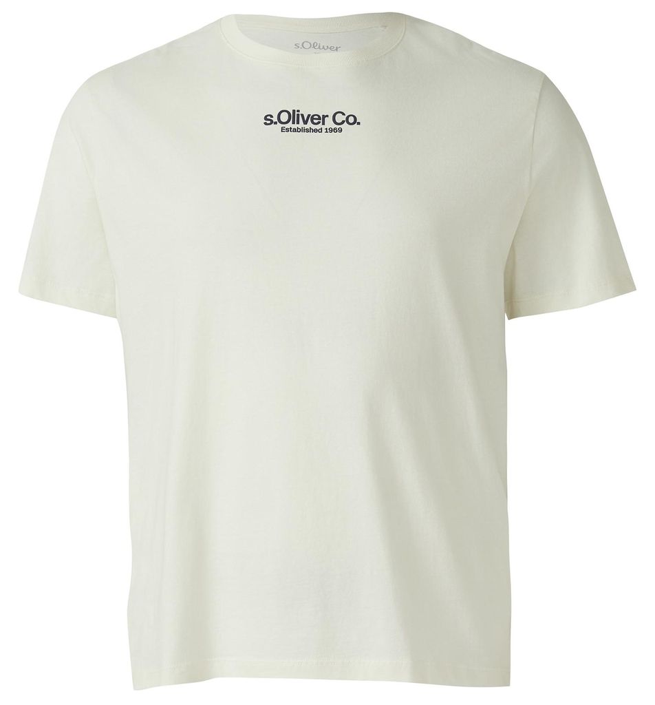 s.Oliver Übergrößen Basic-T-Shirt weiß Logoprint