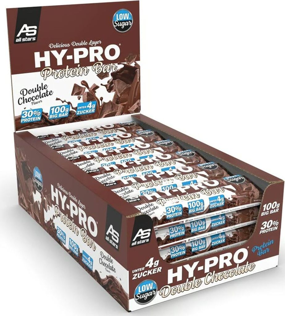 All Stars Hy-Pro Protein Bar- 24 x 100g Riegel Double Chocolate