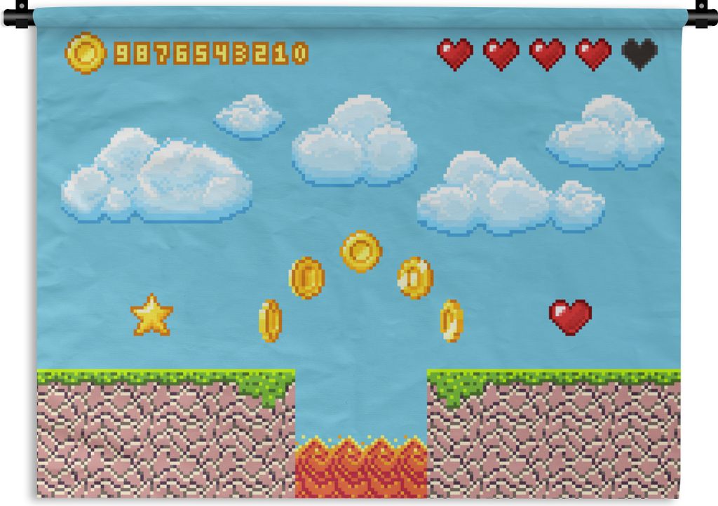 MuchoWow Wandteppich Wandbehang Spiele - Retro - Spielhalle 120x90 cm Tapisserie Dekoration Wandtuch - Wohnen - Aufhänger für die Wand