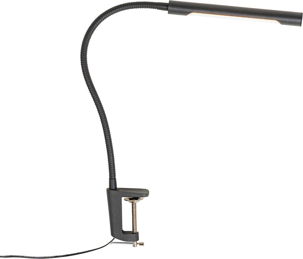 QAZQA - Modern Klemm-SchreibTischleuchte I Tischlampe I Lampe I Leuchte schwarz inkl. LED mit Touchdimmer - Lionard Touch-funktion Dimmer I Dimmbar...