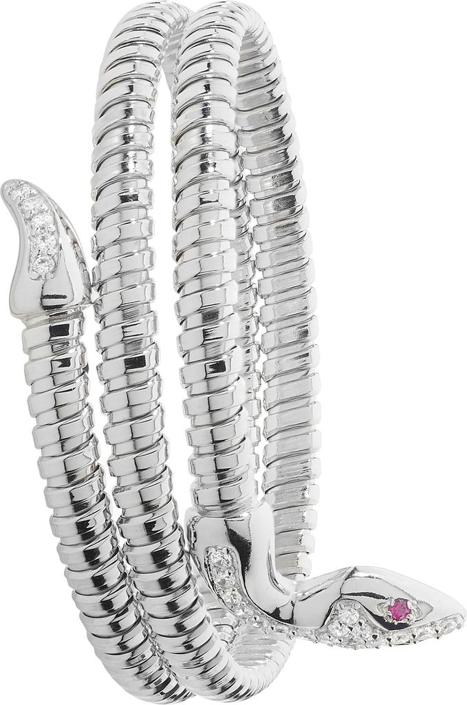 925 Sterling Silber (Rhodiniert) Damen - Schlange Armreif mit Zirkonia - 26 Gramm; TRS17325