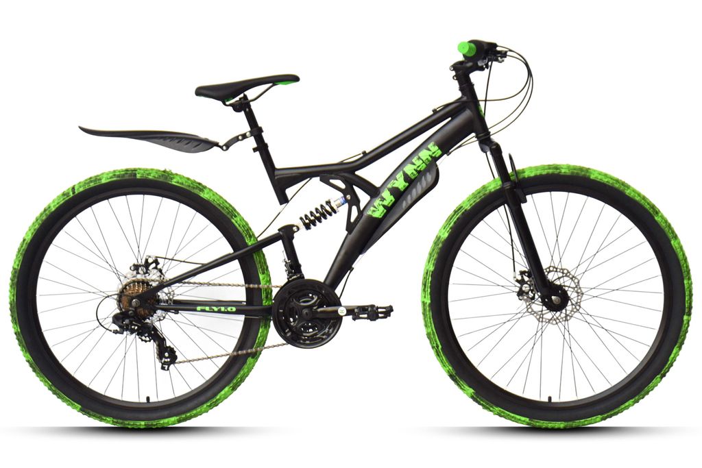 WYNN Mountainbike Fully 27,5 Zoll FLY1.0 schwarz-grün Rahmenhöhe 46 cm Damen Herren 21 Gänge