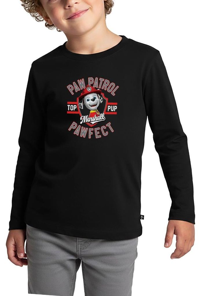 Spreadshirt Paw Patrol Marshall Pawfect Feuerwehrhund Kinder Premium Langarmshirt, 98/104 (2 Jahre), Schwarz