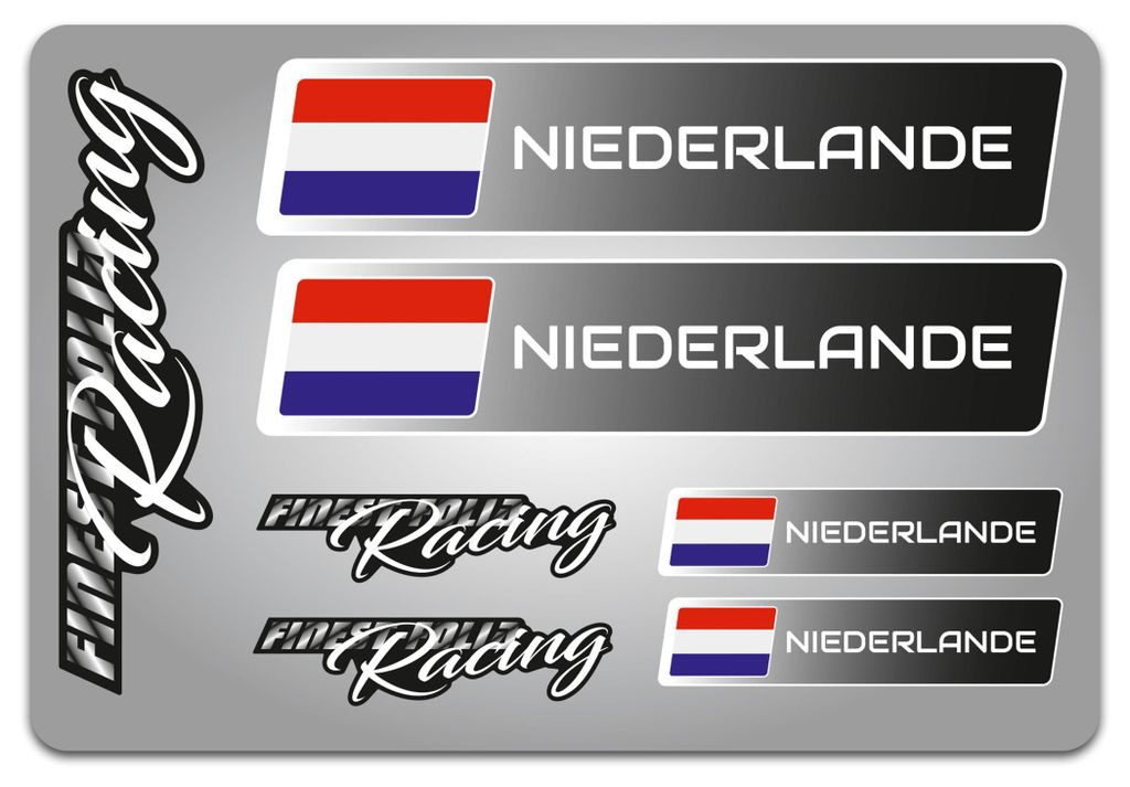4er Set Länderfahnen Aufkleber – Flaggen Sticker für Auto, Fahrrad, Motorrad & Helm R156-19 Niederlande