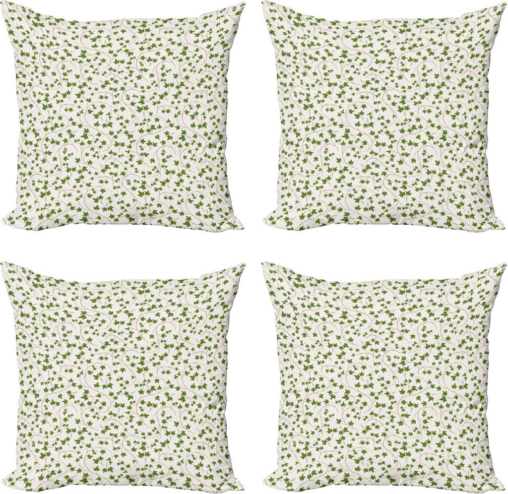 ABAKUHAUS Wein Kissenbezug Set (4 Stück), Bunte Weinblätter Grafik, Moderner Doppelseitiger Digitaldruck, 60 cm x 60 cm, Olivgrün Warm Taupe