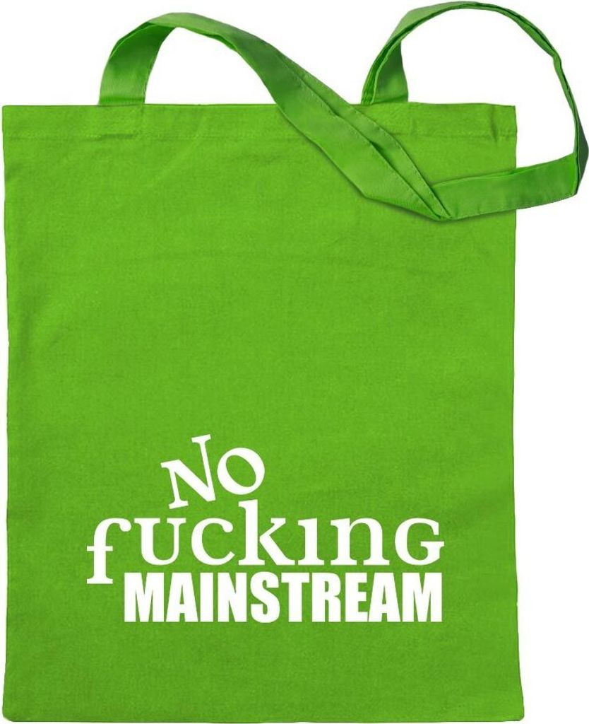 Kiwistar - Baumwolltasche - hellgrün - No Fucking Mainstream - Tragetasche Stoffbeutel Umhängetasche Langer Henkel