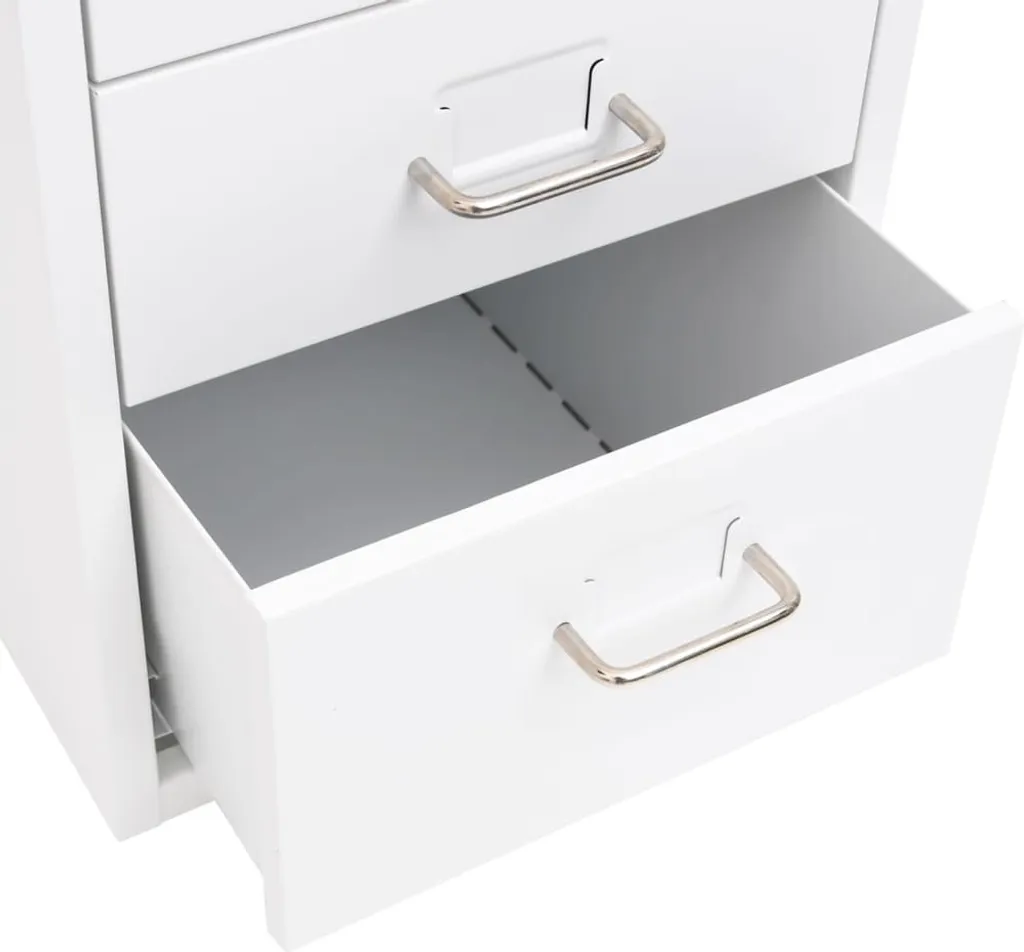 Caisson de bureau mobile en métal blanc avec tiroirs de rangement - 5