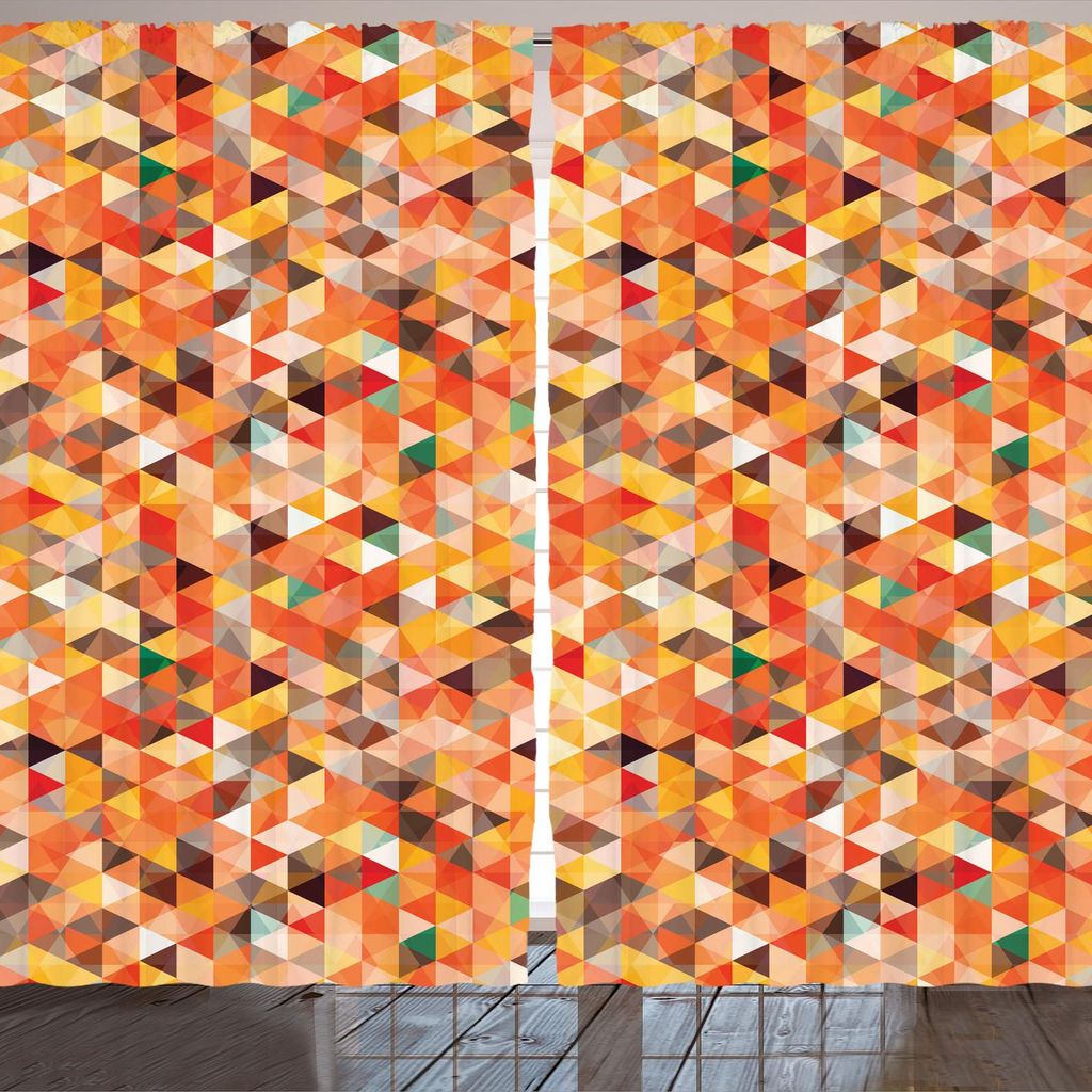 ARANDE Geometrisch Gardine, Abstrakt Triangle und Diamant Trippy Funky Motiv lebendige künstlerische Illustration Kunst, 280 x 245 cm, Mehrfarbig