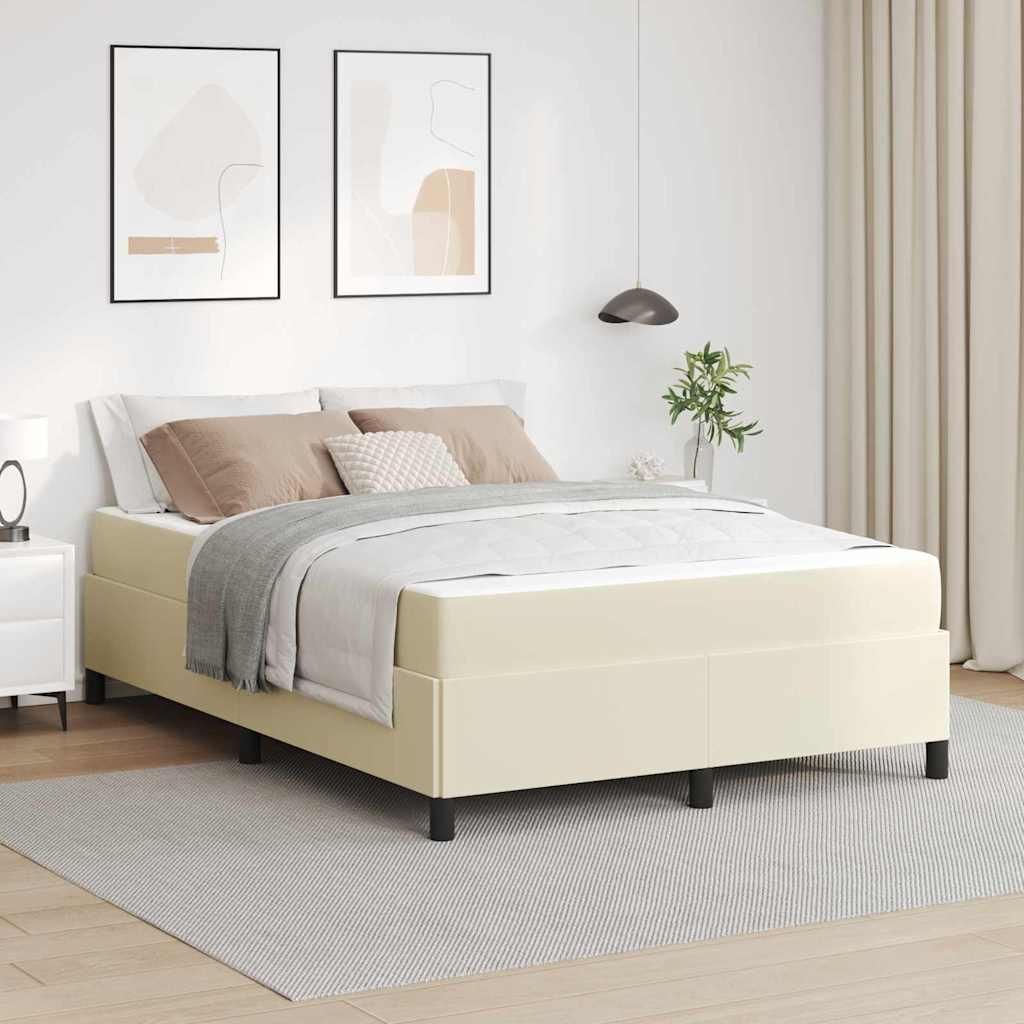 Maison Exclusive - Bettrahmen mit Matratze Creme 140 x 190 cm Stoff