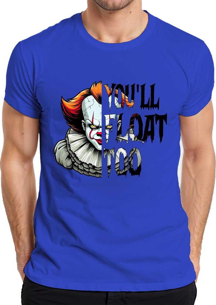 Pennywise Horror Clown Grusel Halloween Retro Vintage Unheimlich Herren T-Shirt, Blau, 3XL