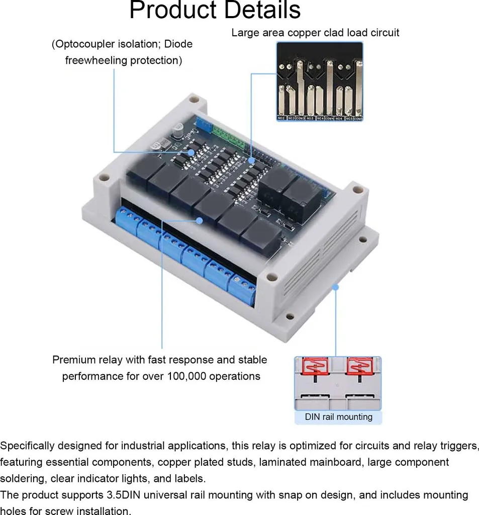 Module Relais GPIO 8 Canaux avec Boîtier ABS et Isolation Optocoupleur