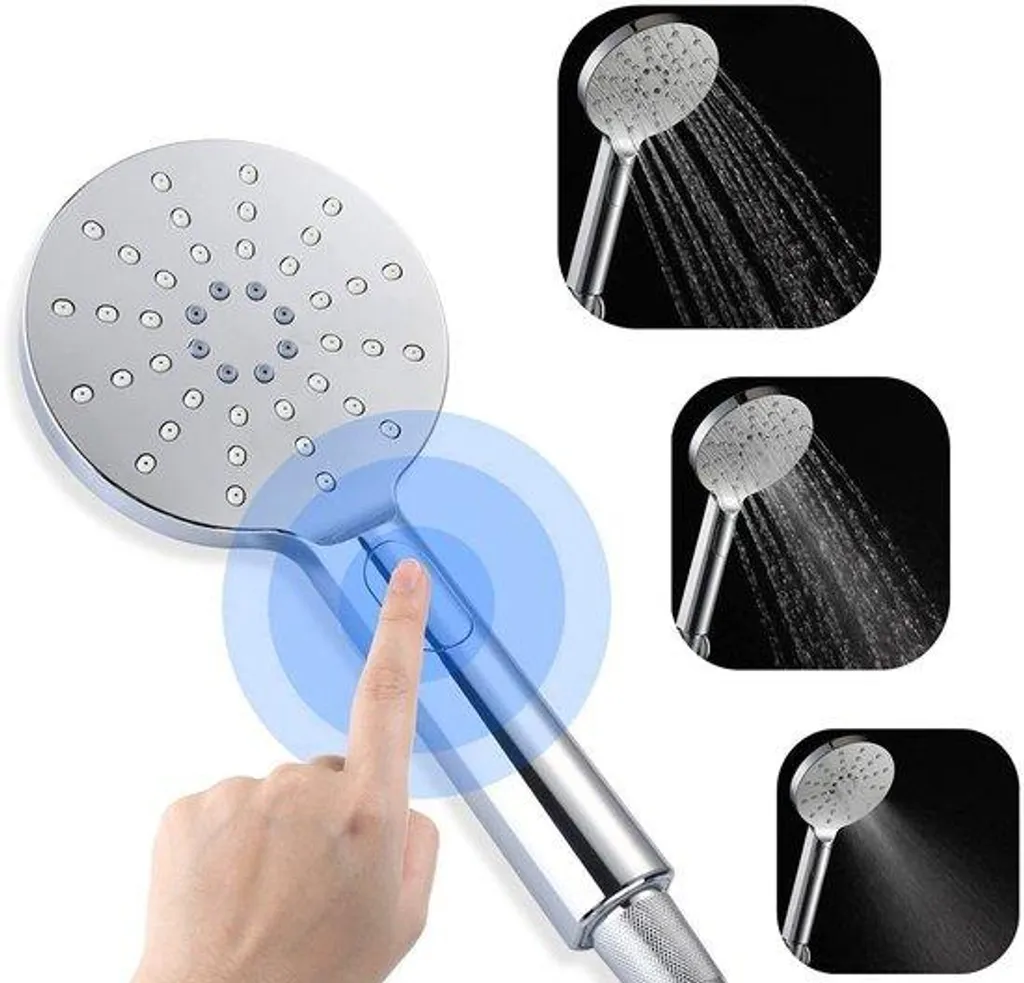 Pomme de douche effet pluie 3 modes haute pression et buse anti-calcaire