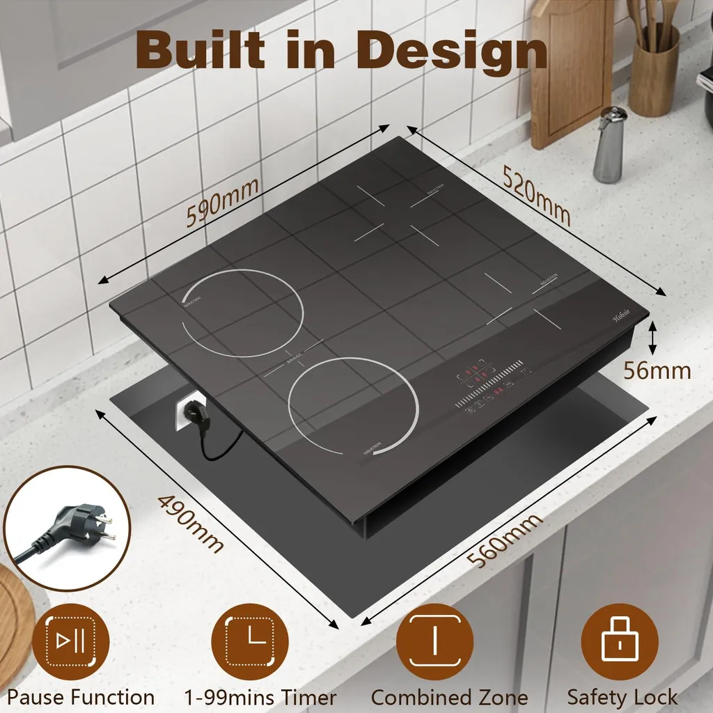 Table de cuisson induction 4 feux avec zone modulable Flex noire - 4