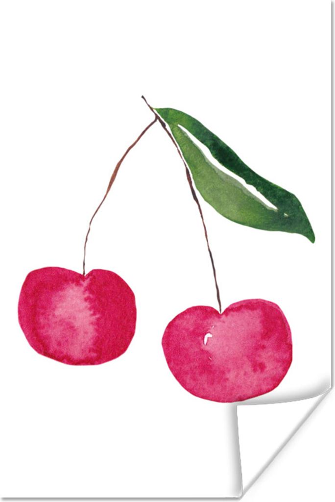 MuchoWow Poster Kirschen - Obst - Weiß 80x120 cm - Papierdruck