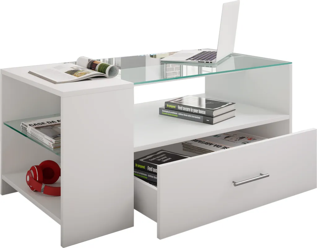 Table basse Tindala VCM avec tiroir souple et modulable 100x50x45 cm