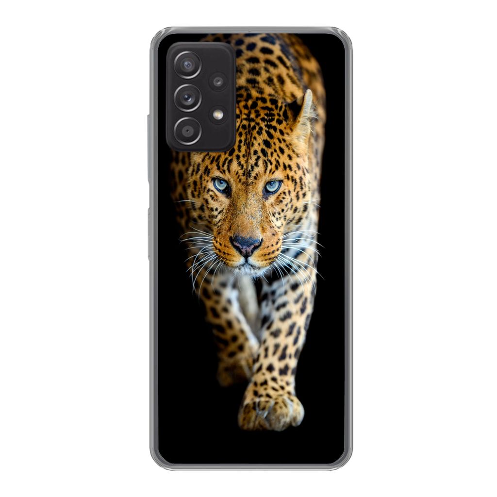 MuchoWow Handyhülle Schutzhülle Hülle für Samsung Galaxy A33 5G Leopard - Tiere - Porträt - Wildtiere - Schwarz Silikon Softcase Handy Hüll...