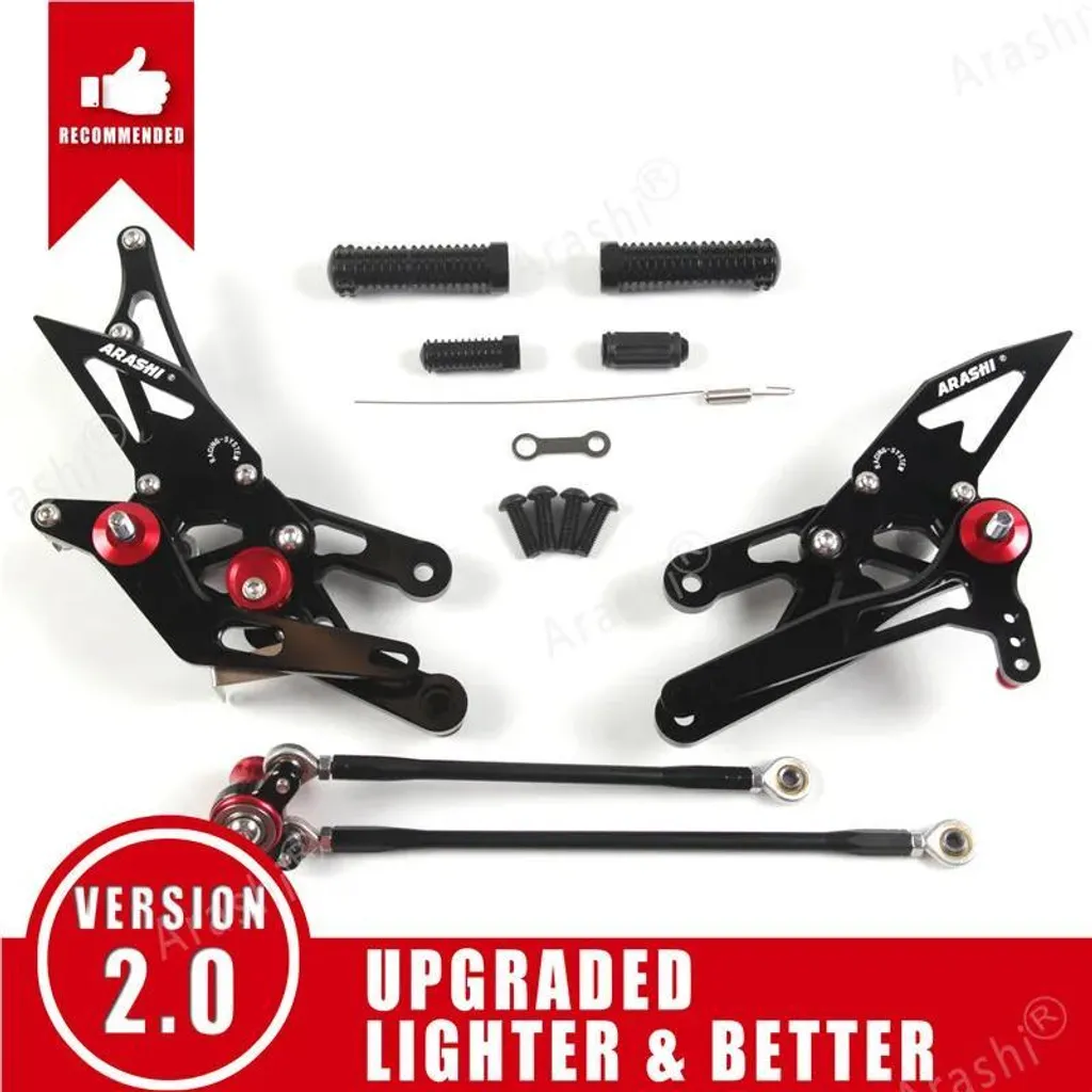 Commandes Reculées Repose-pieds Réglables CNC Noir pour Moto Sportive - 2