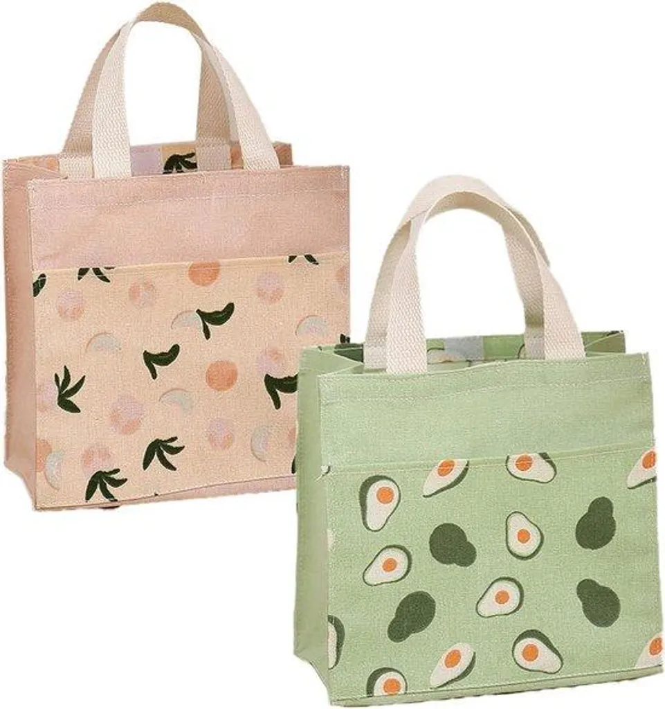 Sacs de voyage pliables en coton avec poignées, format 22x22 cm par lot 2