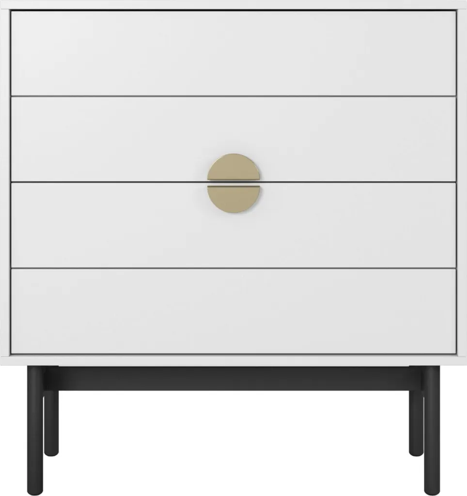 Selsey Stoon - Commode 4 tiroirs blanche et métal noir style industriel