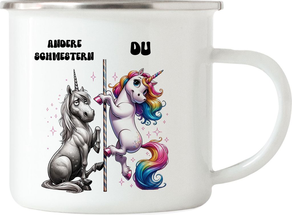 Andere Schwestern Du Einhorn Emaille Tasse Schwester Familie Liebe