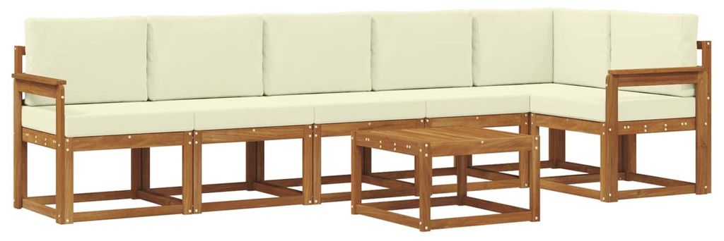 vidaXL Outdoor-Sofagarnitur mit Kissen 7 pcs Natur und Creme