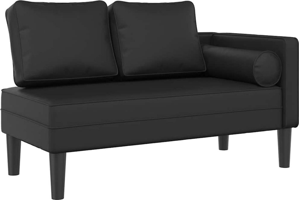 vidaXL Chaise longue avec coussin Noir Similicuir Image du produit 