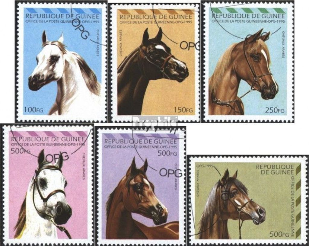 Briefmarken Guinea 1995 Mi 1561-1566 (kompl.Ausg.) gestempelt Araberpferde