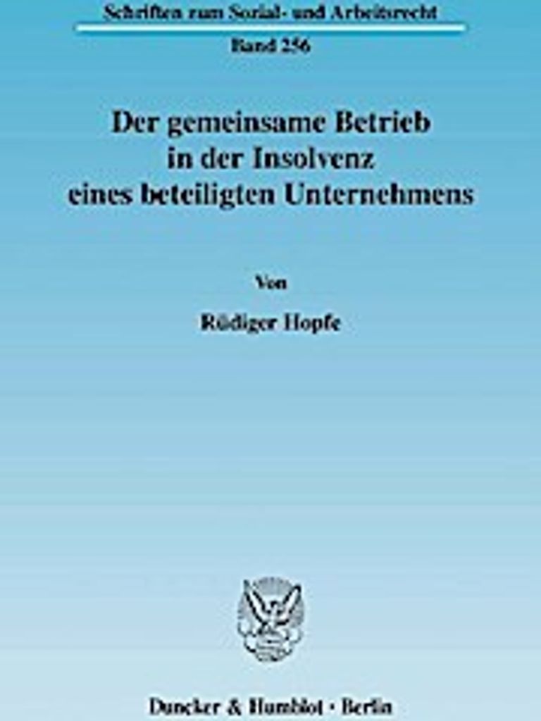 Hopfe, R: Gemeinsame Betrieb in der Insolvenz