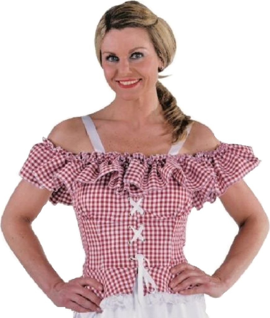 M212138-64-XXL-A rot-weiß-kariert Carmenbluse Cowgirlbluse Trachtenbluse Gr.XXL