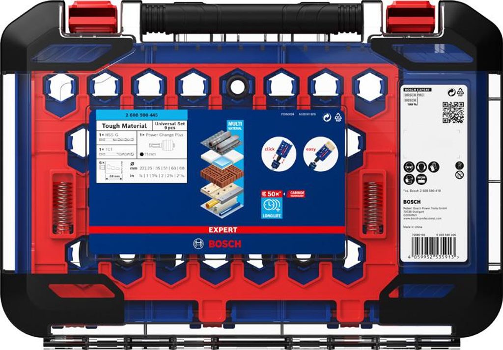 EXPERT Multi Material Lochsägen-Set, 22/25/35/51/60/68 mm, 9-tlg.