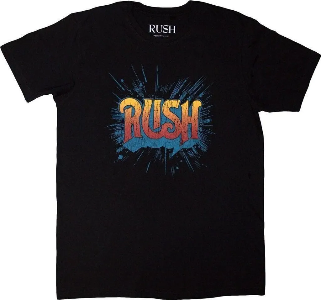 T-shirt de musique vintage du groupe Rush noir en coton taille L homme