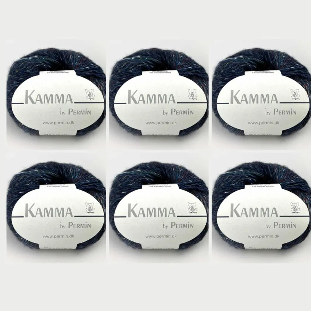Laine Tweed 08 Kamma by Permin : 6x Pelotes Douces, Bleu Foncé, Chaud
