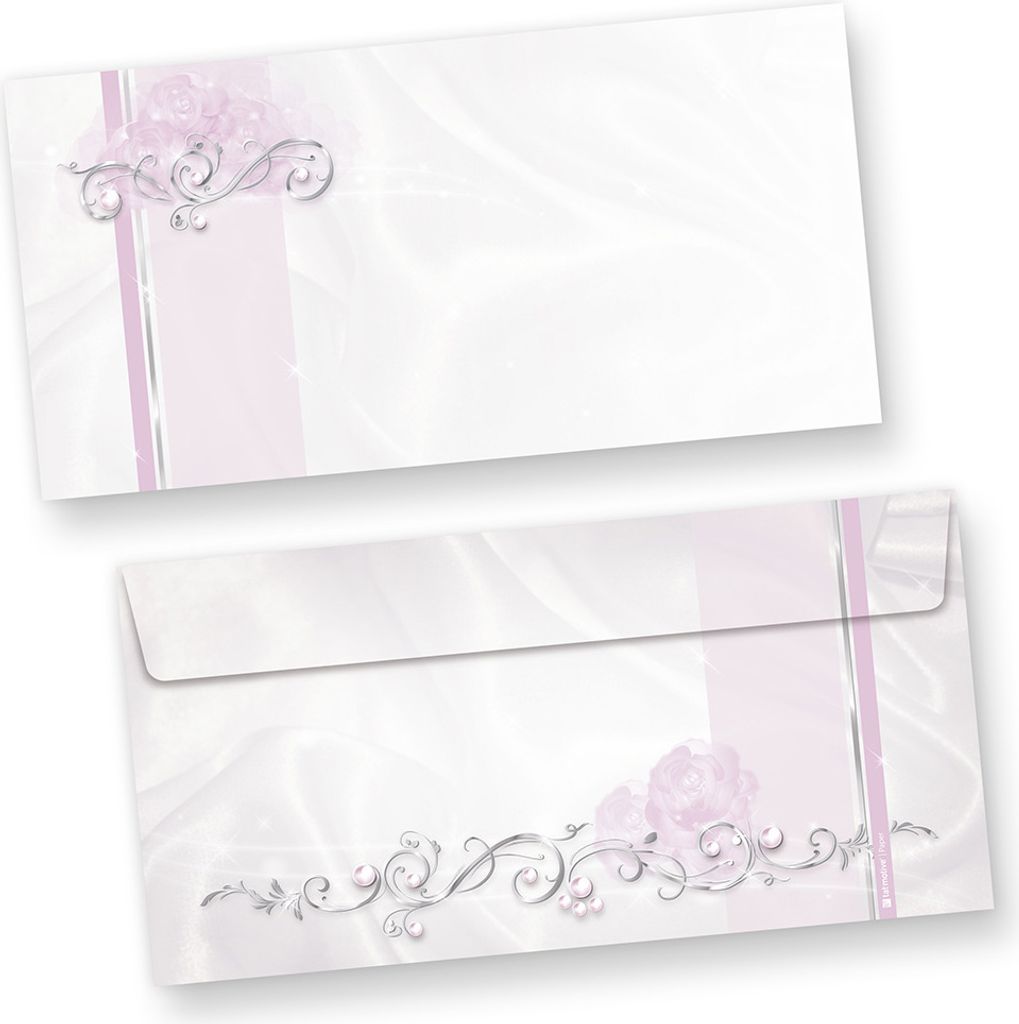 Briefumschläge festlich silbergrau (50 Stück) Elegante DIN lang Kuverts, für Einladungen Hochzeit