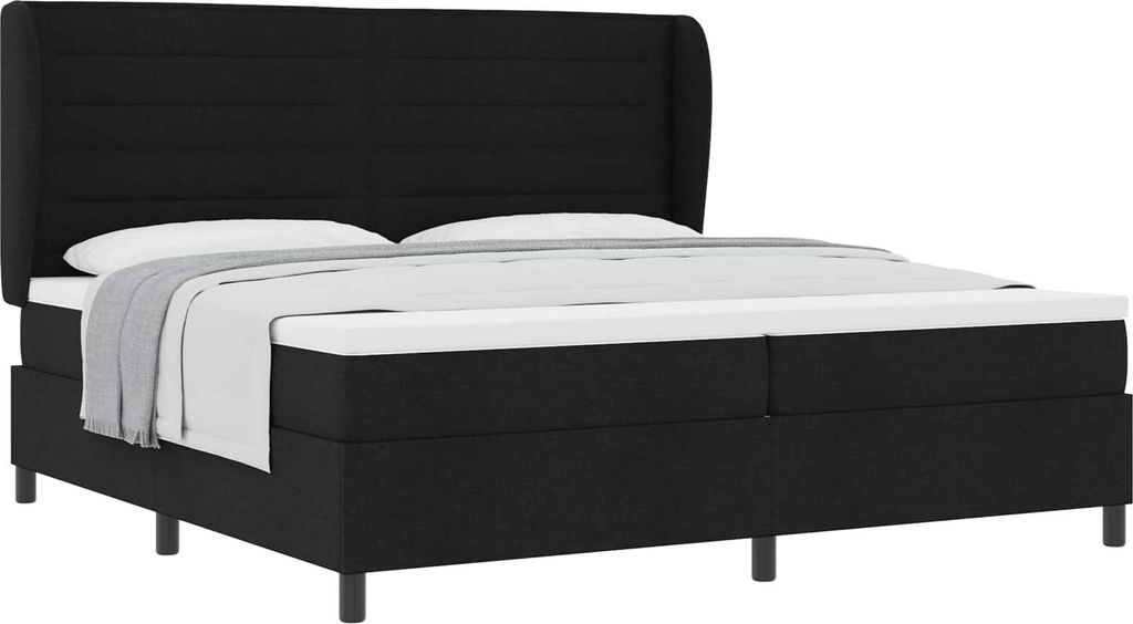 Boxspringbett mit Matratze Schwarz 200 x 200 cm Stoff