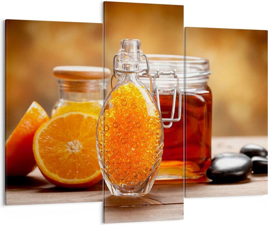 Bild auf Leinwand - Leinwandbild - Essen Honig Glas Vitamin - 130x100cm - Wand Bild - Wanddeko - Leinwanddruck - Bilder - Kunstdruck - Wanddekorati...