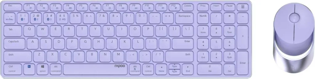 Pack Clavier et Souris pour Télétravail Rapoo 9750M Bluetooth QWERTZ Violet