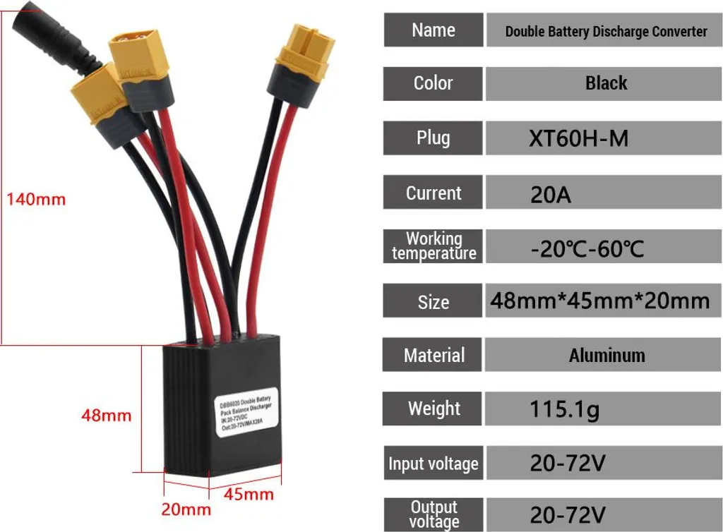 Convertisseur Double Batterie 40A Haute Performance DC 20V-72V ZJchao