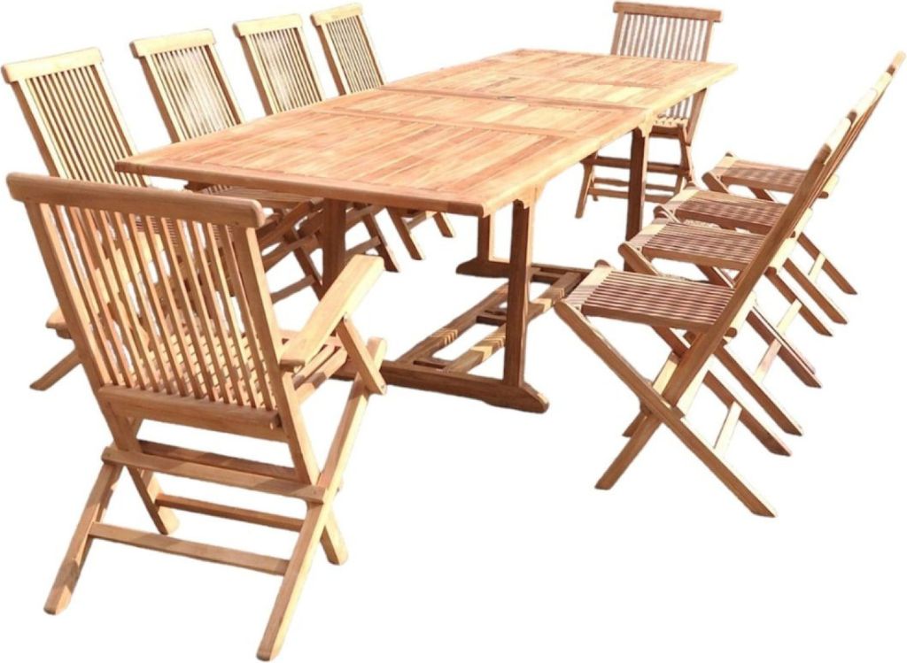 KAJANG Gartenmöbelgarnitur aus Teakholz für 12 Personen, ovaler Tisch, 8 Stühle, 2 Sessel