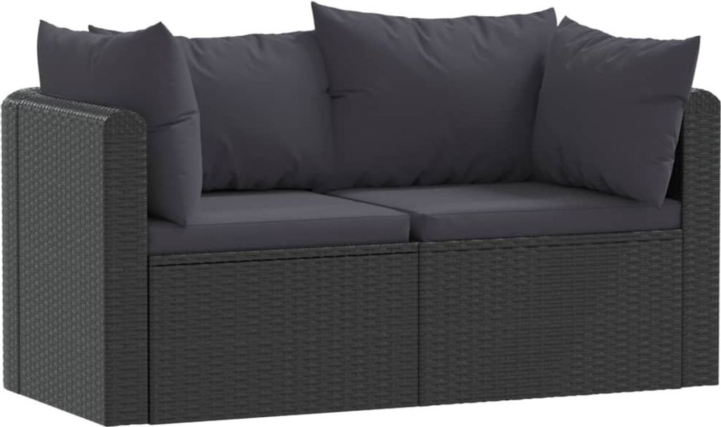 vidaXL 2-częściowa sofa ogrodowa z poduszkami z czarnego Zdjęcie produktu 