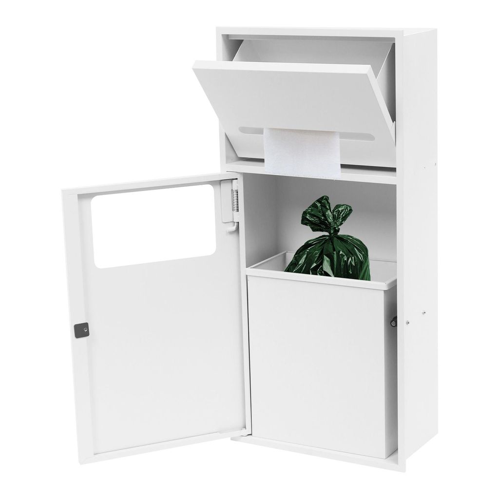 Badezimmerschränke Edelstahl Toiletten-Aufbewahrungsschrank 28*13,5*60cm Einbau-Abfallbehälter Weiß